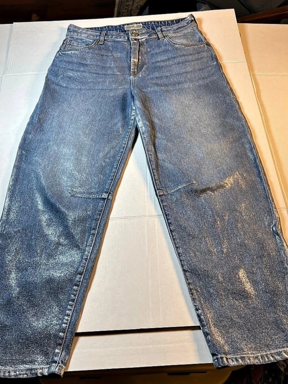 KUT from the Kloth Metallic Shimmer Jeans in Blue Size 4